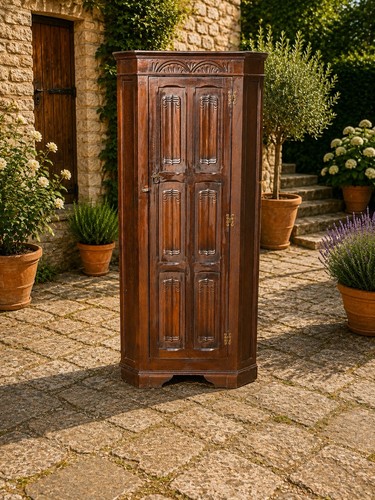 Antique oak linen press - antique, narrow