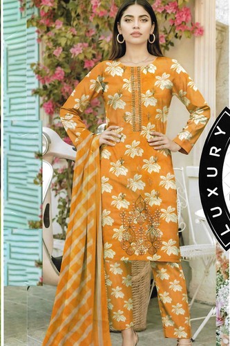 Stitched printed sequence lawn - stitched,