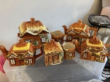 Vintage 7pc Cottage Ware Set Teapots Jugs Sugar Bowl Biscuit Box Tea Set