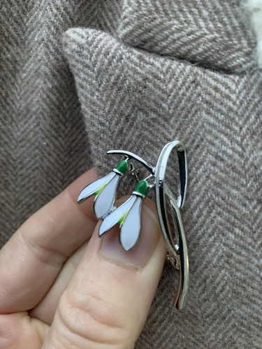 Snowdrop flower brooch - brooch, spring
