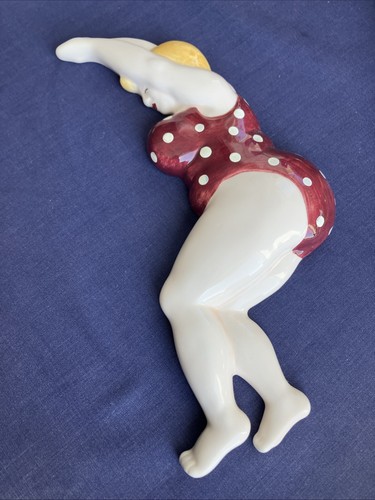 Buxom lady swimmer - with, red