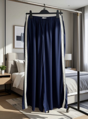 Navy side stripe wide leg - navy,