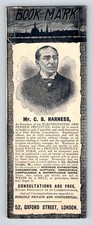 Antique Two Sided Bookmark With Adverts: Mr C. B. Harness, Quack.