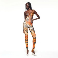Skims X Roberto Cavalli Tiger Face Print Catsuit Size Small