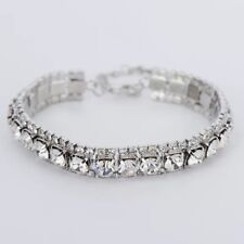 Womens Crystal Bracelet Bangle Double Wrap Dust White New Bargain High Shine
