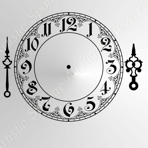 Vintage clock reusable stencil - clock,