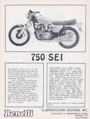 1973 benelli 750 sei - 1973,