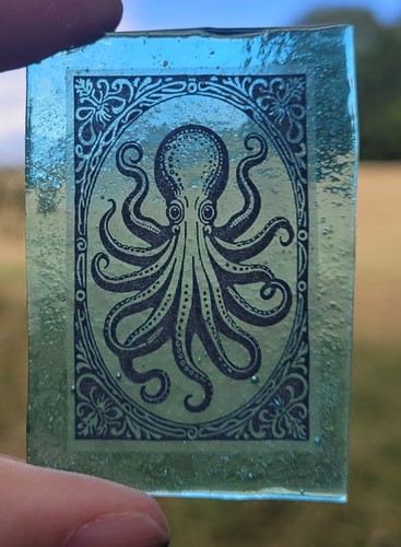 Stained glass squid - glass,