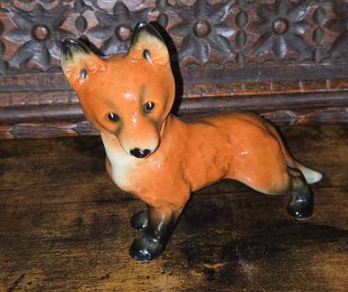 Vintage ceramic standing fox - vintage,