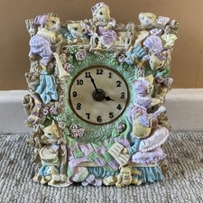 Vintage 1990’s Mice 3D Quartz Clock Leonardo Resin Animals Gift Working Stand