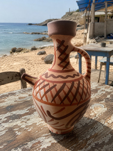 Handmade lebanese clay pitcher - clay,