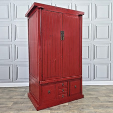 Antique Style Chinese Red Cabinet Cupboard Wardrobe Drawers – TV Media Unit