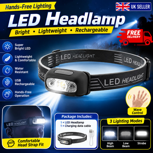Led headlamp usb rechargeable - usb,