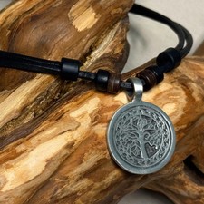 Leather necklace surfer - leather, tree