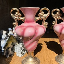 Pair of Ornate Pink Porcelain
