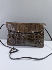 Vintage Jane Shilton Snakeskin  Leather Handbag Brown 1980's VGC Y2K Crossbody 