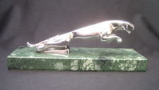 CLASSIC 1960s JAGUAR MK2 CAR BONNET MASCOT ~ MKII LEAPER ON MARBLE DESK ORNAMENT