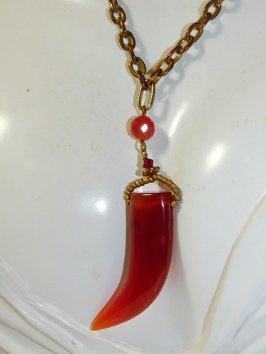 Red carnelian stone - red, tigers