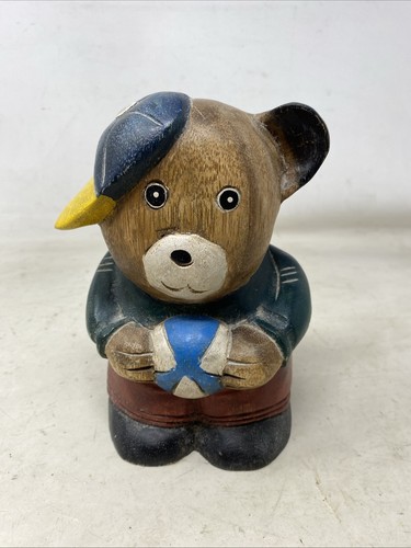 Vintage carved wooden teddy - vintage,