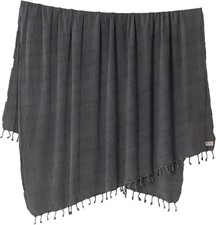 Teema Charcoal Turkish Cotton Blanket, Sand-Free, Fast-Drying, Versatile
