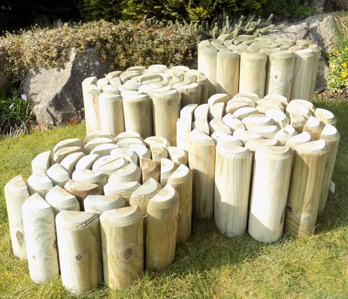 Log rolls garden wooden - log, grass
