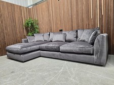 Designer Label Harrington Large LHF Corner Chaise Sofa In Charcoal Velvet