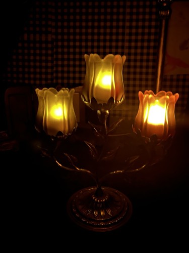 Vtg faroy amber tulip candle - faroy,