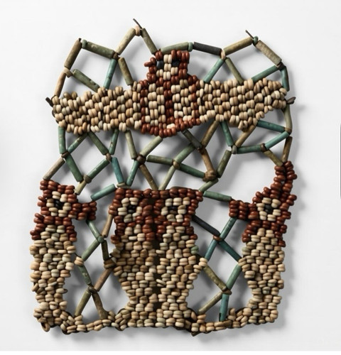 Faience bead scarab with four - faience,