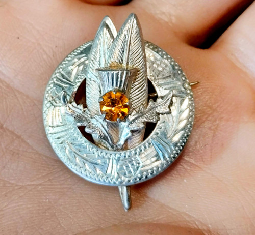 Vintage silver thistle brooch - vintage,