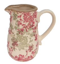 Pink green floral jug - floral, jug/vase