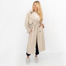 NEXT Womens Trench Coat Stone Belted Shower Resistant Hooded Lined Pockets