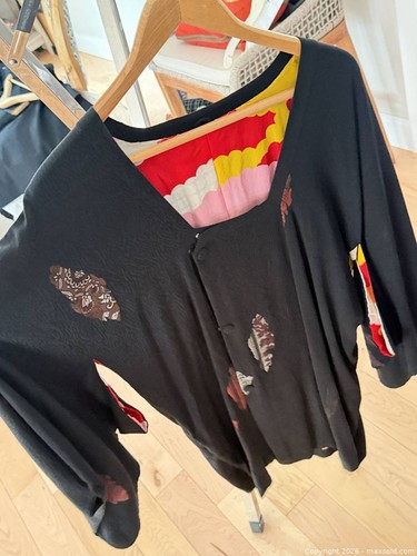 Vintage black silk kimono - black,