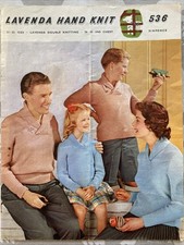 Vintage Lavenda No.536 1950s Knitting Pattern Shawl Collar Jumper 26-42” Chest