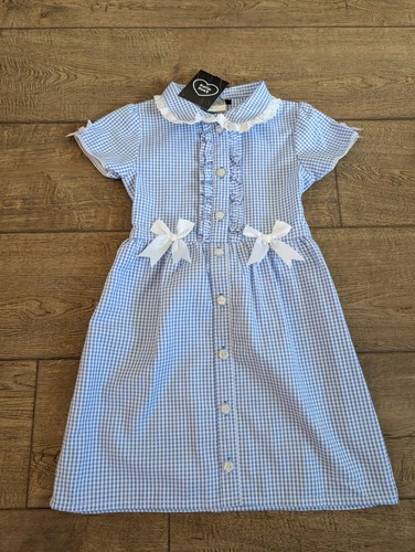 Girls sky blue gingham school - sky,