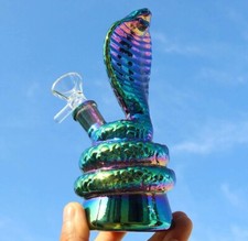 14MM - 6 INCH EXQUISTE RAINBOW GLASS SNAKE BONG Water Pipe Bubbler Shisha Hookah