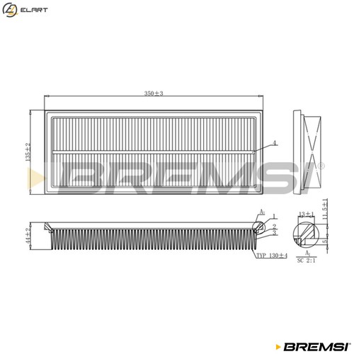 Air filter fa1238 for peugeot - air,