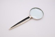 Large & Beautiful Antique Silver & Guilloche Enamel Handled Magnifying Glass