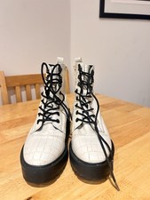 New Ladies Womens Chunky Platform Lace Up Zip Punk Goth Ankle Boots Shoes Size