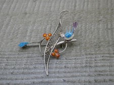 Vintage Silver Sterling Chinese Silver Enamel Filigree Bird Brooch