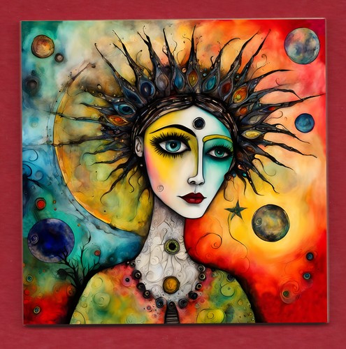 Pagan woman with planets - pagan,