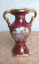 Limoges Small Burgundy  Red Posey Vase Gold Detailing