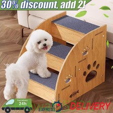 Dog Stairs Pet 3 Steps For Bed Sofa Cats Detachable Ladder Wooden Ramp NEW