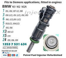 Petrol Fuel Injector 13537531634 for BMW 1 3 6 5 7 X3 X5 Z4 N51 N52