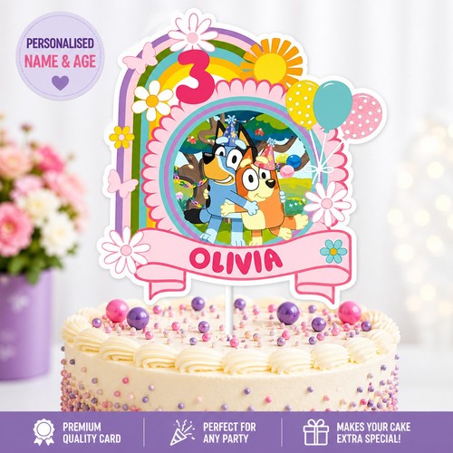 Bluey topper personalised - bluey,