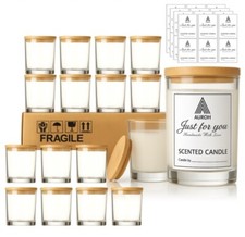 15 Pack 7 OZ Clear Candle Jars with Bamboo Lids, Thick Glass Empty Jars for Maki