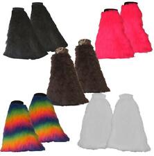 Adults Faux Fur Flared Boot Covers Rave Festival 90s Cyber Kid Fancy Dress