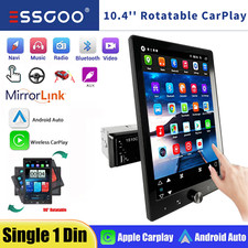 Single DIN 10.4" Wireless Apple CarPlay Android Auto Car Stereo Rotatable Screen