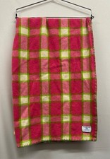 DESIGNERS GUILD 100% Wool Pink/Green Check Blanket - CG P32