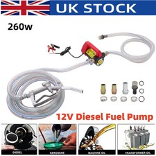 Diesel Electric Fuel Transfer Pump 12V 260W Oil Dispenser w/ Nozzle Hoses Kit UK