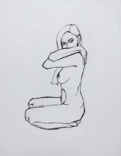 Nude female art drawing - female,